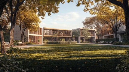 Upscale 3D Render of Charming Townhouses Exterior