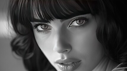 Fototapeta premium Elegant Portrait of a Young Woman in Black and White