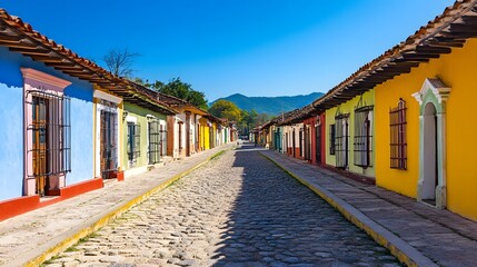 Obraz premium Beautiful streets and colorful facades of San Cristobal de las Casas in Chiapas, Mexico.