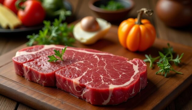  Deliciously prepared steak with fresh herbs and seasonal vegetables - Powered by Adobe