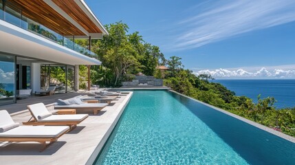 Fototapeta premium Contemporary Beach Villa with Panoramic Sea Views