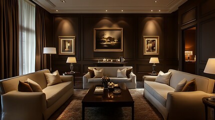 Modern Interior of Stylish Living Room ,Wall Mock Up, Frame , Poster with Beautiful Background, 3d render