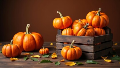  Autumn Harvest  Pumpkins and Leaves