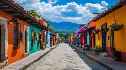 Fototapeta premium Beautiful streets and colorful facades of San Cristobal de las Casas in Chiapas, Mexico.