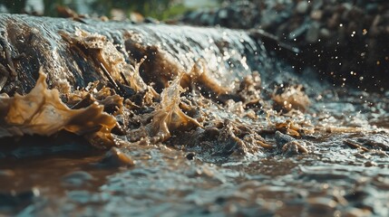 Close-Up of Sediment and Debris in Stormwater Flow