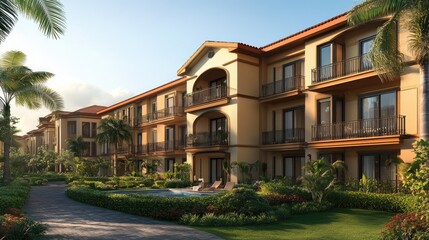 Obraz premium Elegant 3D Illustration of Modern Block of Flats