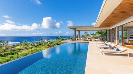Fototapeta premium Luxurious Coastal Villa with Expansive Pool