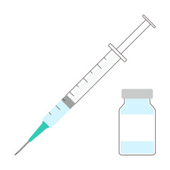 予防接種のワクチンと注射器のイラスト素材