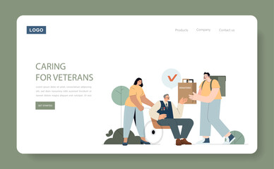 Salute to the Veteran. Flat Vector Illustration