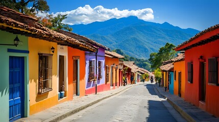 Beautiful streets and colorful facades of San Cristobal de las Casas in Chiapas, Mexico.