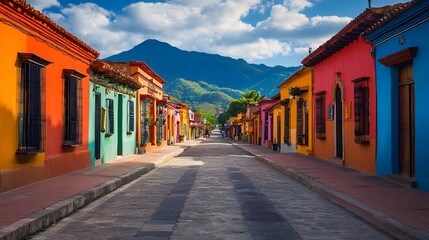 Obraz premium Beautiful streets and colorful facades of San Cristobal de las Casas in Chiapas, Mexico.
