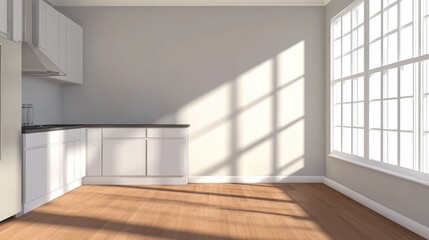 Obraz premium Sophisticated Empty Room with Kitchen Corner Light