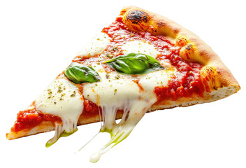 PNG A slice of Margherita pizza with cheese melting margherita tomato basil.