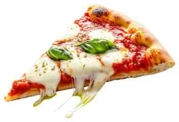PNG A slice of Margherita pizza with cheese melting margherita tomato basil.