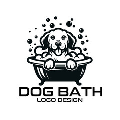 Dog Bath Vector Logo Design