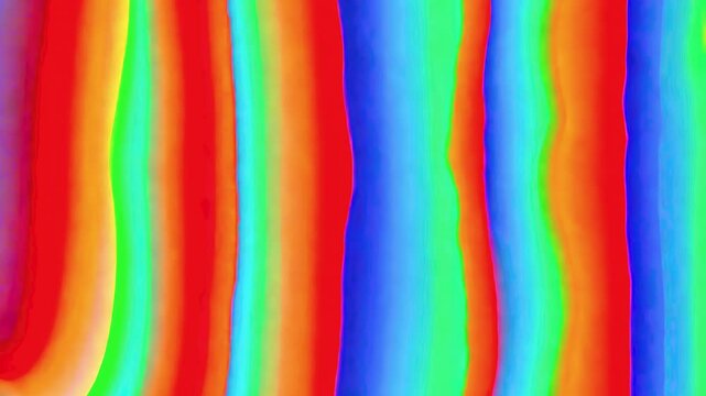 Vertical stripes of oversaturated color blots move smoothly from right to left. Hypnotic waves, psychedelic aesthetic. 1970s style film transition.
