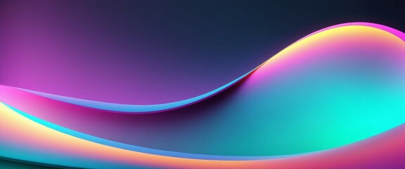 Obraz premium Colorful abstract curved wave with neon gradient lights