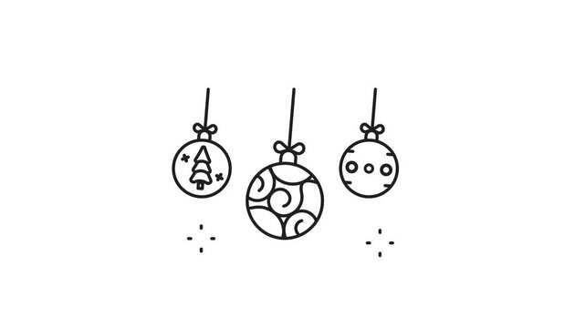 christmas ball line art animation 2d video for celebration x mas , minimalist decoration winter icon animated footage motion graphic illustration design