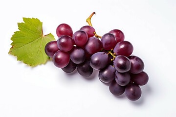 Fototapeta premium Grapes with leaf fruit isolated on white background