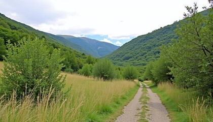  A serene path through a lush valley