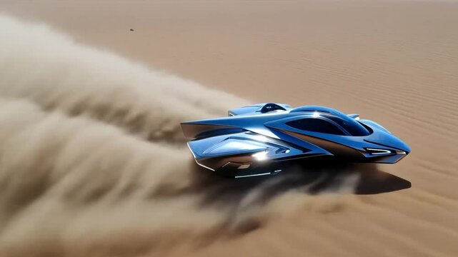 Flying car on the desert