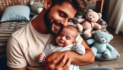 Parent with baby enjoying a tender moment together