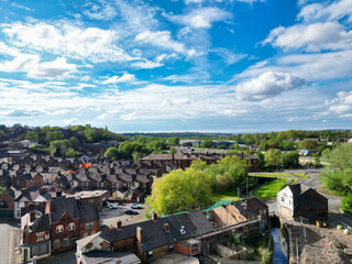 Aerial View of Central Stock-on-Trent City of England, United Kingdom. Aerial Footage Was Captured...