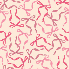 ribbons, bow, coquette, girly seamless pattern background, print, pattern, greeting card, banners, web, wrapping paper, fashion, fabric, textile, wallpaper, cover