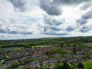 High Angle View of Central Stock-on-Trent City of England, United Kingdom. Aerial Footage Was Captured with Drone's Camera During Mostly Cloudy Day of May 4th, 2024