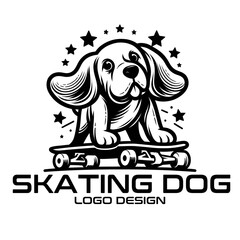 Skating Dog Vector Logo Design