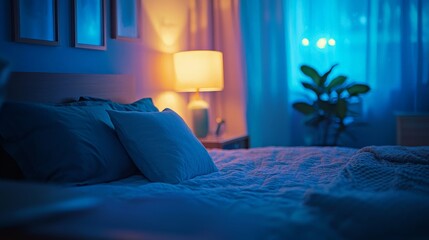 Sleep Quality Improvement techniques illuminated by clear lighting, showing a peaceful bedroom setup designed for optimal sleep conditions