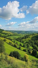 Fototapeta premium Scenic Rolling Hills in Lush Green Countryside
