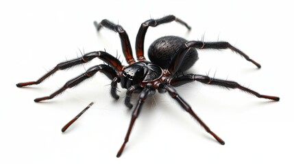 Black Spider with Red Stripes on Legs Close-up