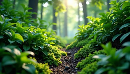 Obraz premium A serene forest path inviting exploration