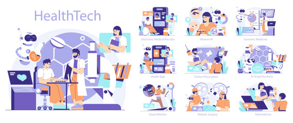 Obraz premium Healthtech. Flat Vector Illustration