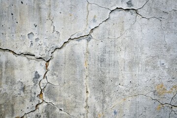 A gray concrete surface bears the scars of time with cracking and weathering creating a worn and textured look, geological formation, natural scenery, mineral deposit, natural element, cracked rock