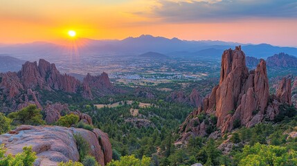 A breathtaking sunrise over a mountain range.