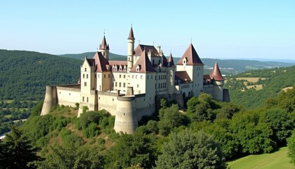 Naklejka premium Enchanting Castle Perched on a Hilltop