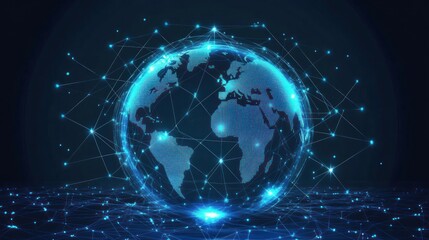 Obraz premium Big data visualization showing Social network Communication in a global computer network. Global network connection concept