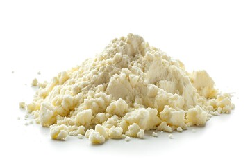 Heap of powdered organic milk isolated on white background