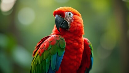 Naklejka premium Vibrant parrot in a tropical setting