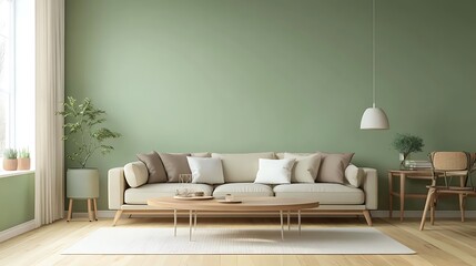 Obraz premium Modern Interior of Stylish Living Room ,Wall Mock Up, Frame , Poster with Beautiful Background, 3d render