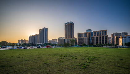 Fototapeta premium Modern Cityscape at Sunset