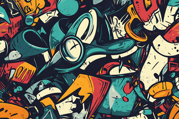 Obraz premium Graffiti Characters Seamless Pattern illustration