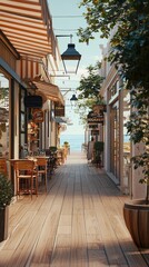 Fototapeta premium Tranquil Coastal Boardwalk Scene