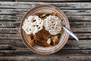 Rujak cingur is a traditional food from East Java - Indonesia, vegetables with peanut sauce