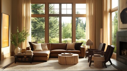 Modern Interior of Stylish Living Room ,Wall Mock Up, Frame , Poster with Beautiful Background, 3d render