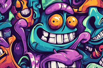 Graffiti Characters Seamless Pattern illustration