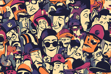 Graffiti Characters Seamless Pattern illustration