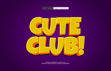 cute club playful and colorful editable text effect for kids games